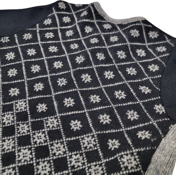 Handmade In Estonia 100% Wool Fair Isle Knit Cardigan Scandinavian Black Size S - Picture 8 of 17
